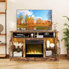 Meuble TV avec cheminée électrique, lumières LED et télécommandes