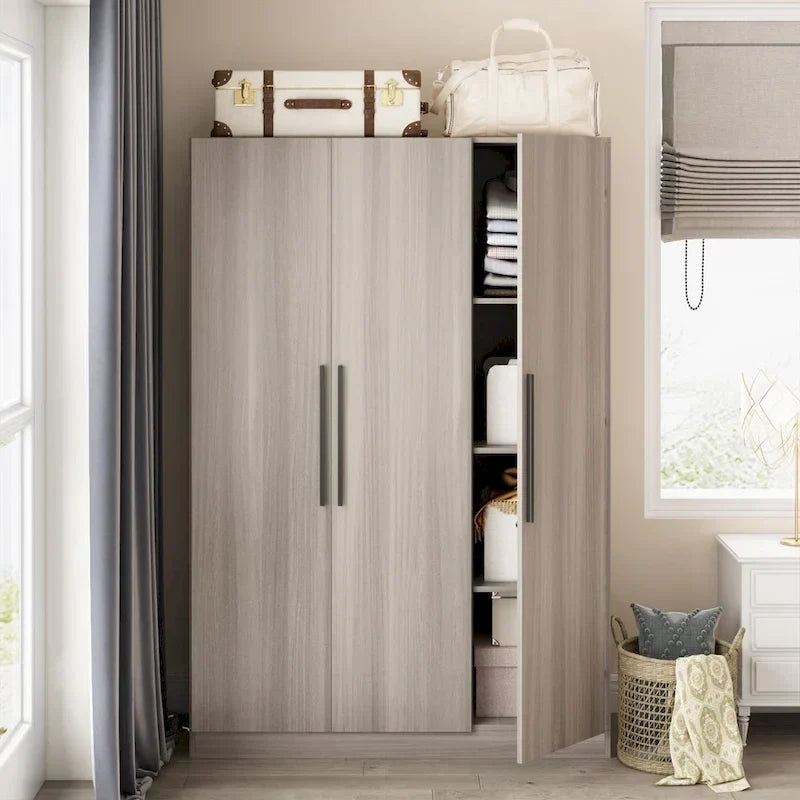 Armoire de rangement en bois avec 6 cubes de rangement et tringle à vêtements