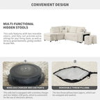 Canapé d'angle convertible avec pouf de rangement, canapé-lit pour salon