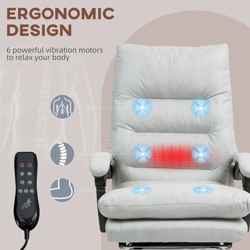 Fauteuil de bureau massant, chauffant et inclinable en microfibre Vinsetto avec vibrations