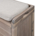Banc de rangement en bois avec 2 paniers tressés