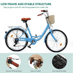 Moasis24/26 Bicicletta Cruiser a 7 velocità Regolabile con Telaio Ribassato, per Pendolari