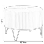 Tabouret pouf rond en velours surélevé avec base dorée épingle à cheveux