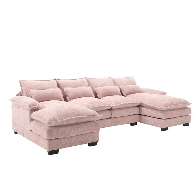 Canapé modulable Cloud pour salon, canapé d'angle moderne en chenille/boucle, canapé convertible modulable confortable avec double méridienne