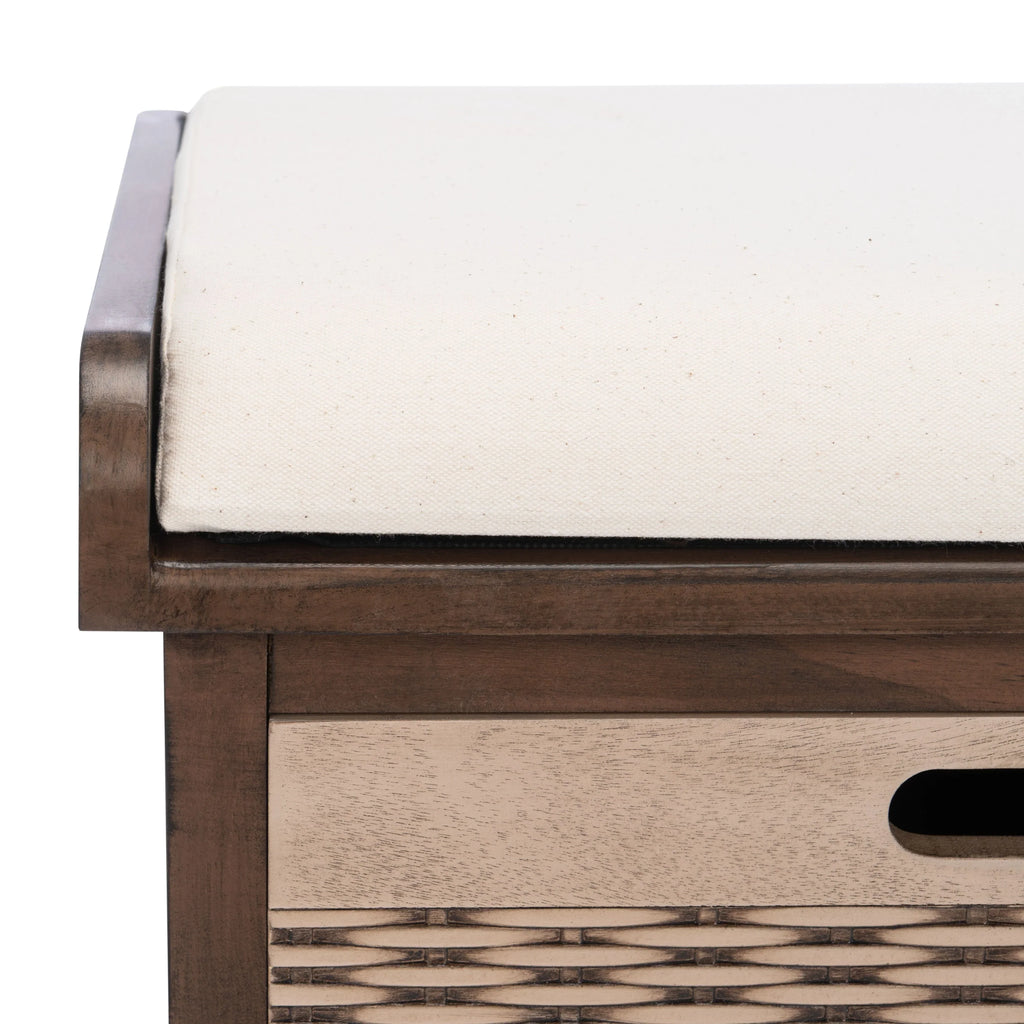 Banc de rangement SAFAVIEH Fiorello 3 tiroirs avec coussin - 47,3 L x 15 P x 19 H - 47Lx15Px19H