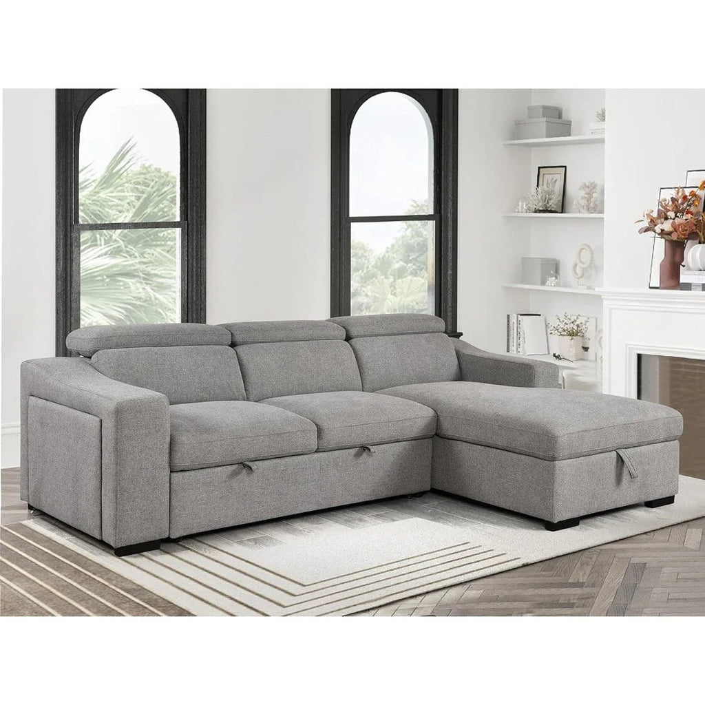 Canapé d'angle convertible Roomfitters 103 avec méridienne de rangement, appuis-tête réglables, canapé-lit en L