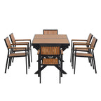 Set da pranzo da esterno allungabile a 7 pezzi con tavolo allungabile e 6 sedie con braccioli