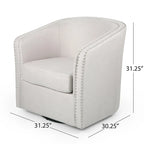 Fauteuil pivotant, style baril rond classique, tissu beige blé
