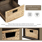 Banc de rangement rustique avec 3 tiroirs et 3 paniers en rotin, banc à chaussures pour salon, entrée