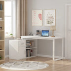 Bureau d'angle réversible blanc pivotant Bureau d'ordinateur
