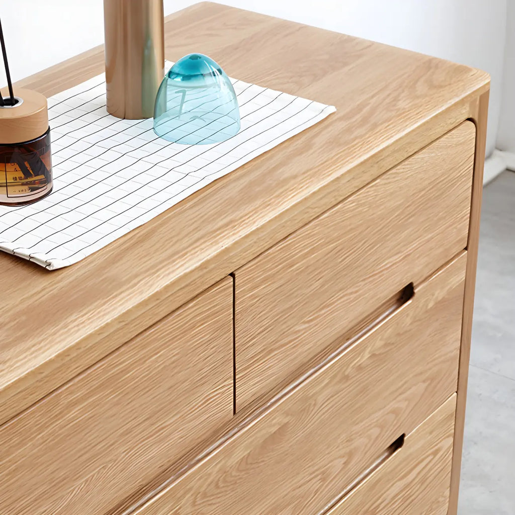 Commode double traditionnelle en bois de chêne naturel pour chambre à coucher