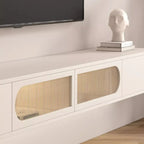 Meuble TV flottant en bois blanc avec rangement pour le salon