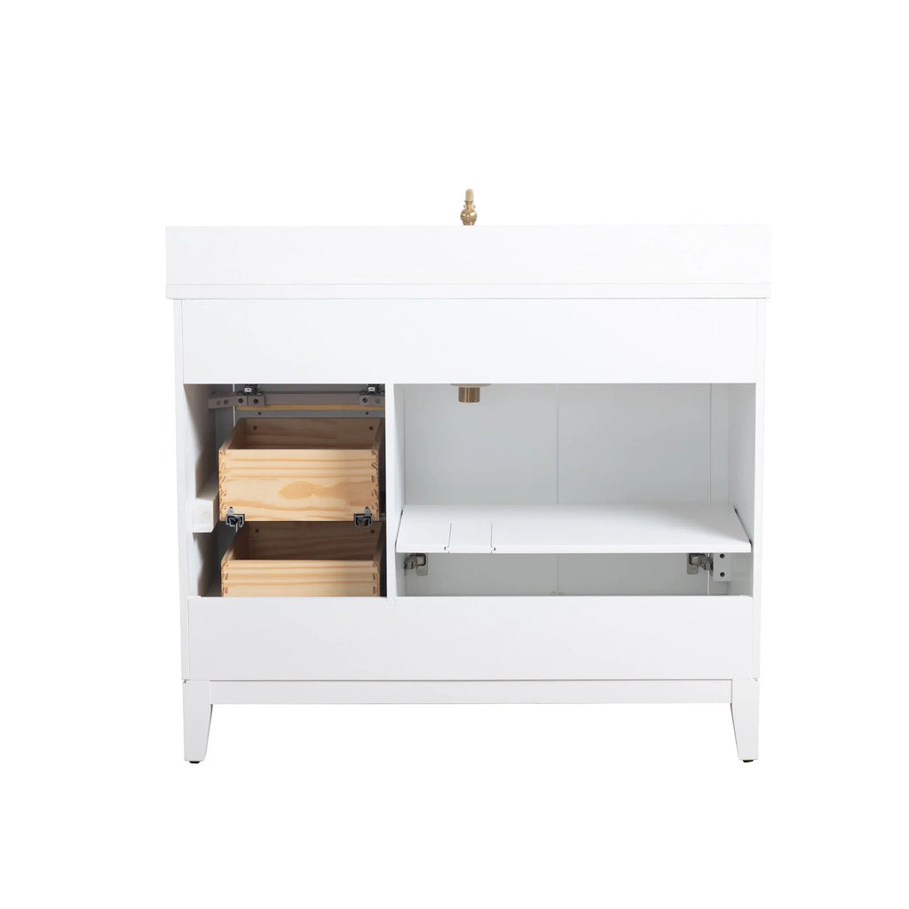 Meuble-lavabo Vanity Art avec évier en céramique et dessus en marbre reconstitué