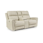 Causeuse inclinable électrique beige Ashley Dahlmoore Signature Design avec console – 76 L x 42 P x 40 H
