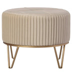 Tabouret pouf rond en velours surélevé avec base dorée épingle à cheveux