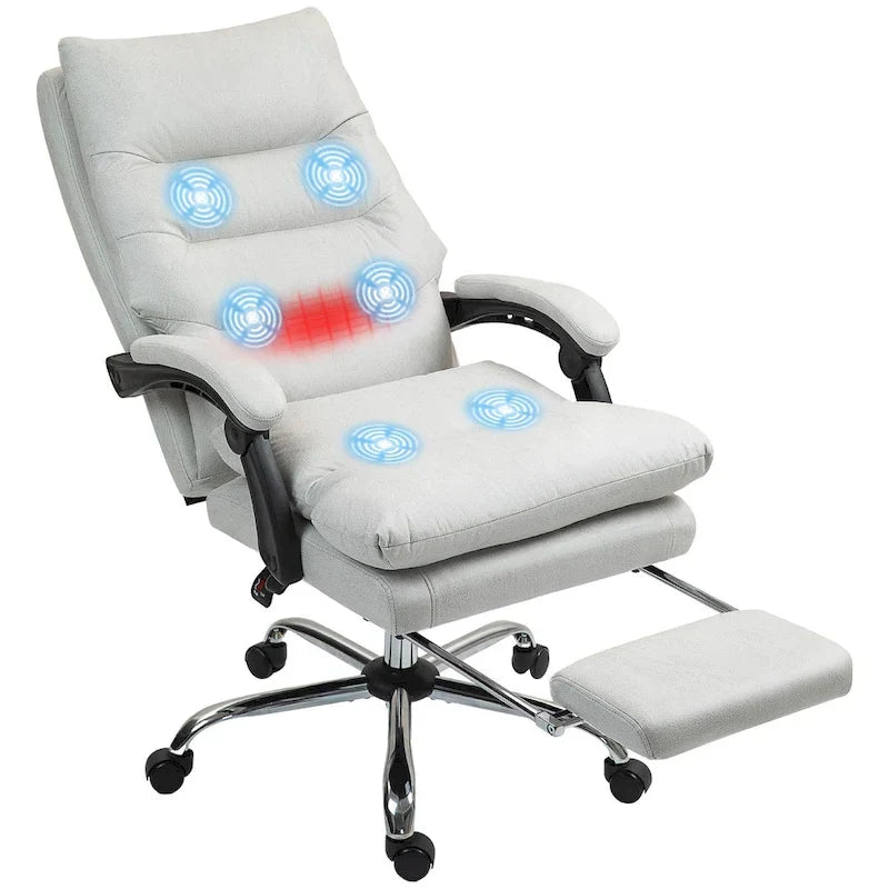 Fauteuil de bureau massant, chauffant et inclinable en microfibre Vinsetto avec vibrations