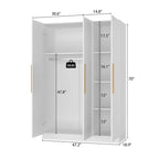 Armoire de rangement en bois avec 6 cubes de rangement et tringle à vêtements