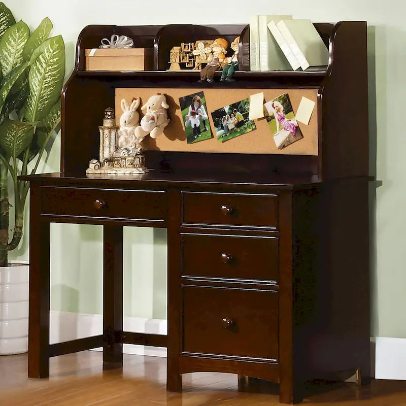 Bureau d'ordinateur Romeo Transitional de 48 pouces en bois massif à 4 tiroirs par Furniture of America