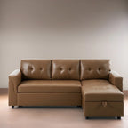 Divano componibile convertibile reversibile con letto estraibile, chaise longue con contenitore nascosto e gambe durevoli