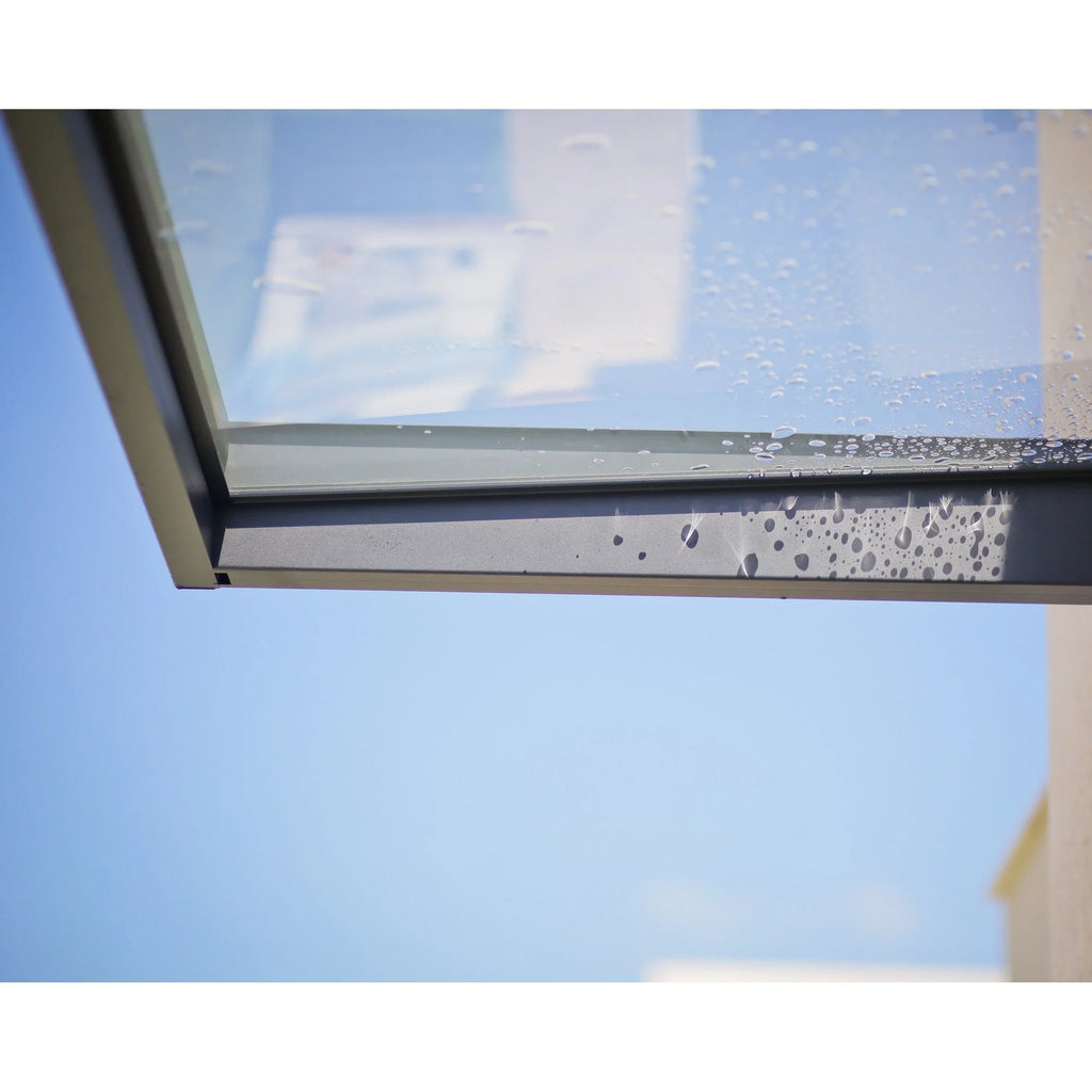 Auvent Sophia gris transparent pour portes et fenêtres de 0,9 m