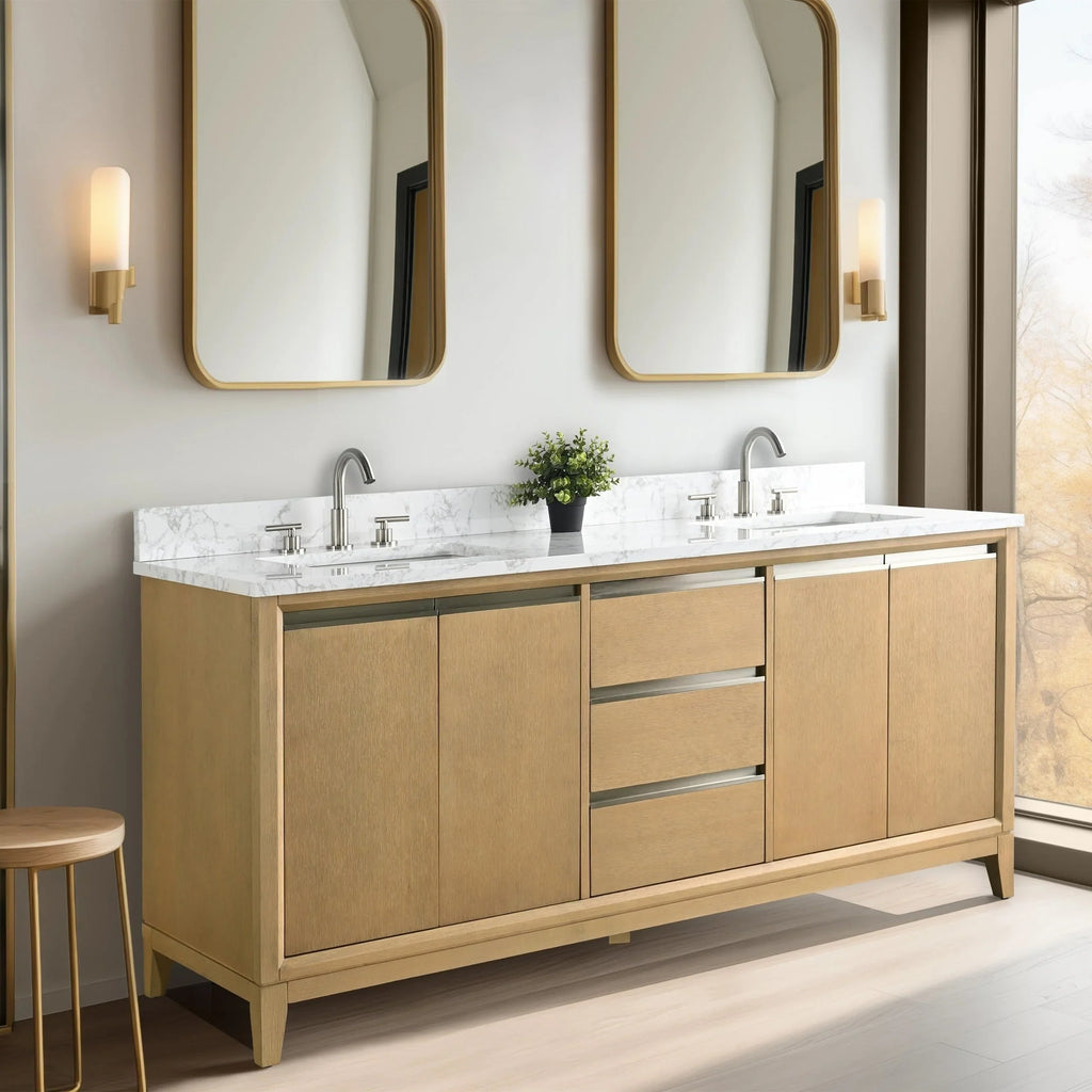 Meuble-lavabo Vanity Art avec évier en céramique et dessus en marbre reconstitué