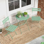 Set bistro pieghevole in metallo da 3 pezzi, set conversazione resistente alle intemperie per esterni/interni, per patio, cortile, giardino