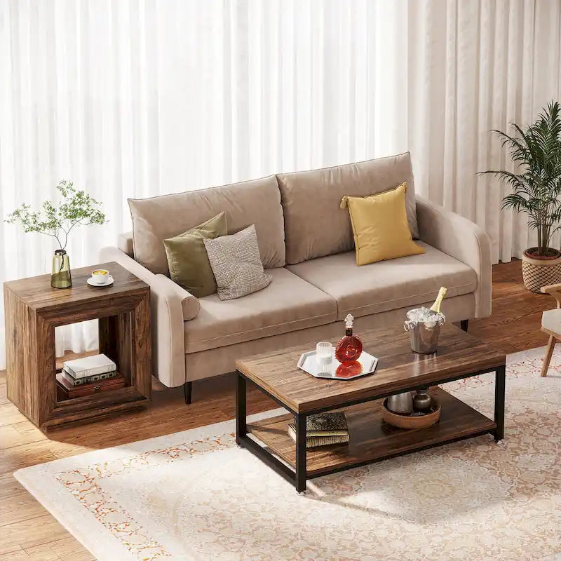 Table d'appoint en bois avec rangement, tables de chevet en noyer pour salon, chambre à coucher