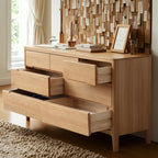 Commode double traditionnelle en bois de chêne naturel pour chambre à coucher