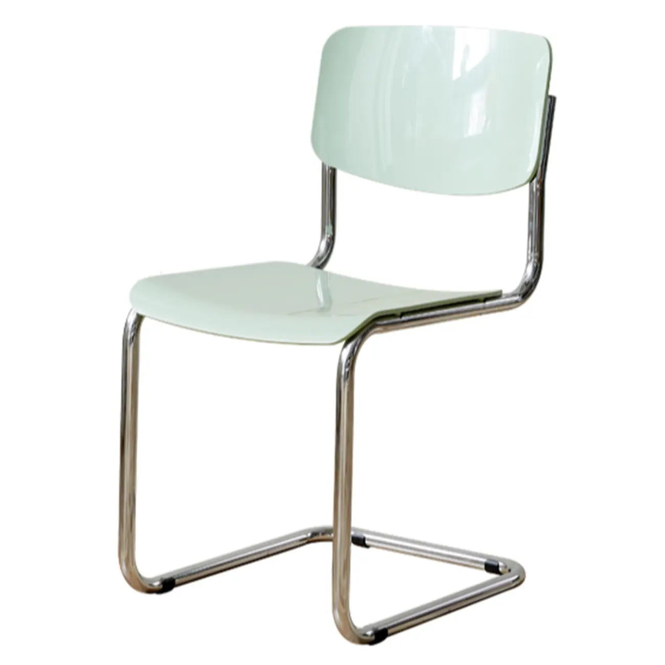 Chaise de salle à manger simple en métal sans accoudoirs, dossier plein, jaune