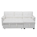 Divano componibile convertibile reversibile con letto estraibile, chaise longue con contenitore nascosto e gambe durevoli