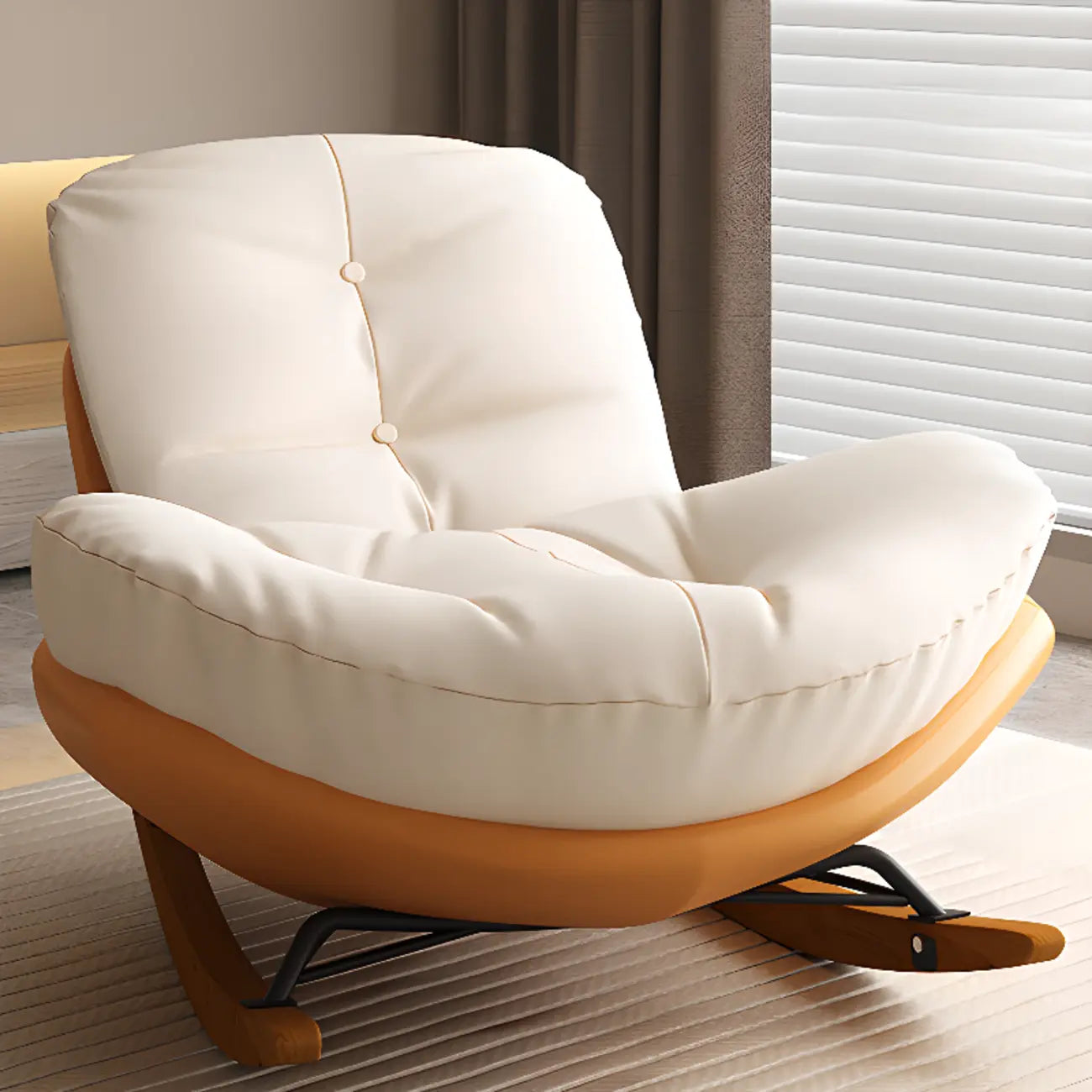 Fauteuil à bascule scandinave rembourré avec ottoman en option