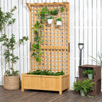 Jardinière en bois avec treillis, Carré potager surélevé pour plantes grimpantes avec trous de drainage et toit