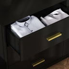 Commode double Timechee 6 tiroirs 47,2 po de largeur, pieds en bois massif, fini laqué