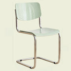 Chaise de salle à manger simple en métal sans accoudoirs, dossier plein, jaune