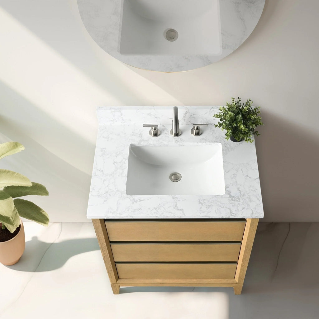 Meuble-lavabo Vanity Art avec évier en céramique et dessus en marbre reconstitué