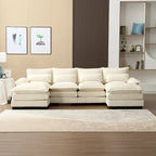 Canapé modulable Cloud pour salon, canapé d'angle moderne en chenille/boucle, canapé convertible modulable confortable avec double méridienne