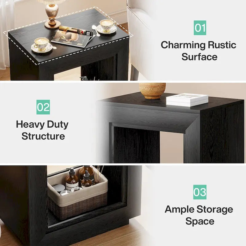 Table d'appoint en bois avec rangement, tables de chevet en noyer pour salon, chambre à coucher