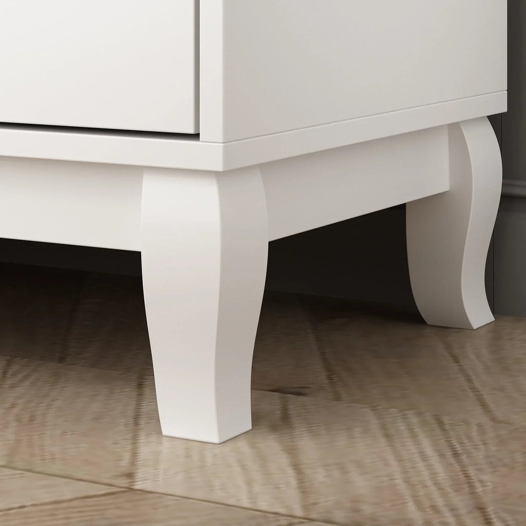 Commode double Timechee 6 tiroirs 47,2 po de largeur, pieds en bois massif, fini laqué
