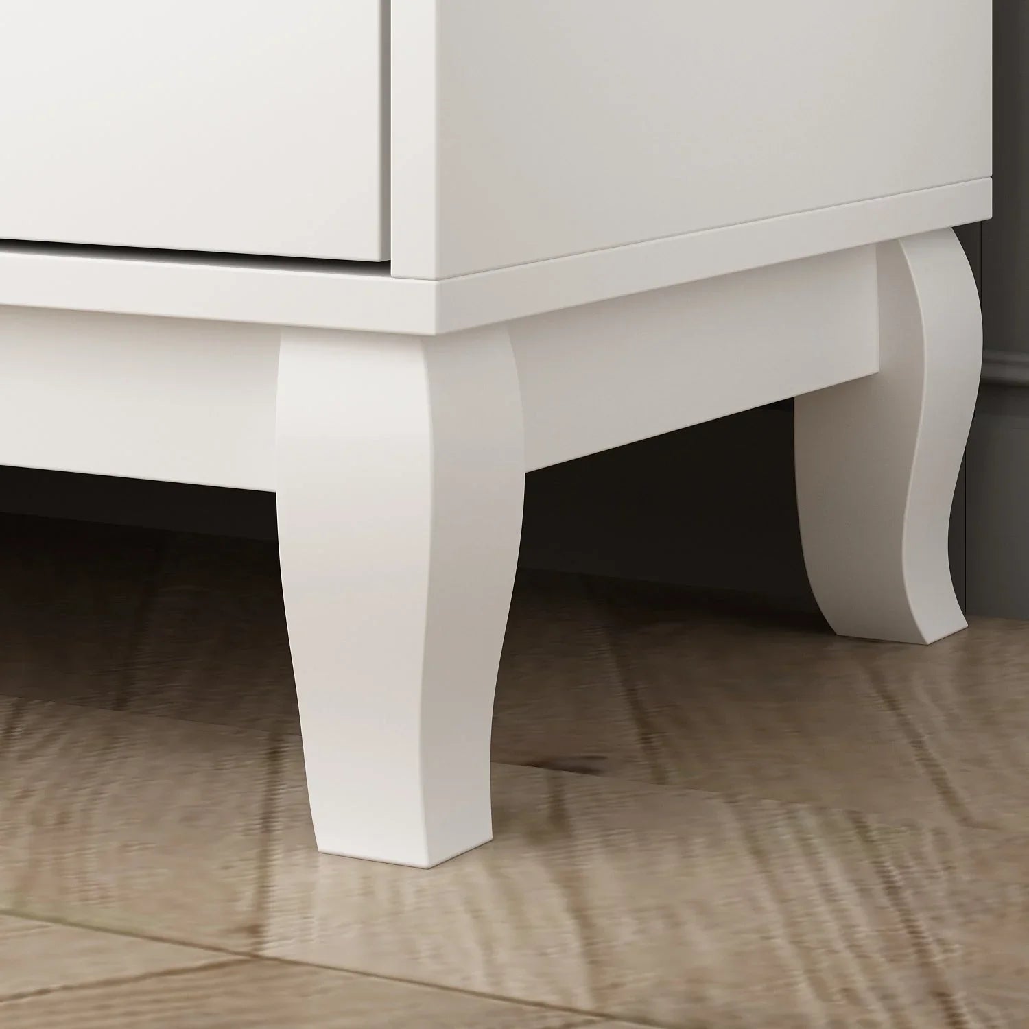 Commode double Timechee 6 tiroirs 47,2 po de largeur, pieds en bois massif, fini laqué