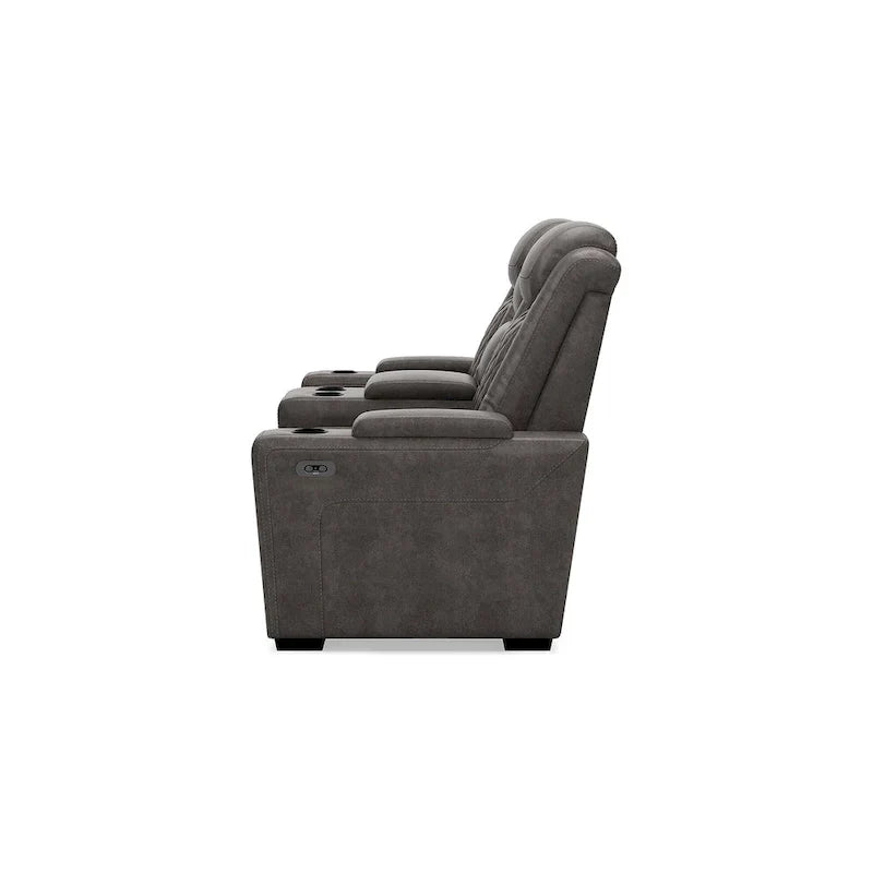Signature Design by Ashley HyllMont – Causeuse inclinable électrique grise avec console – 71,75 po L x 39 po P x 44 po H