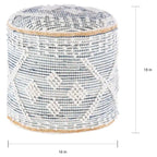 Pouf cylindrique en jean bohème Sibille de 45,7 cm